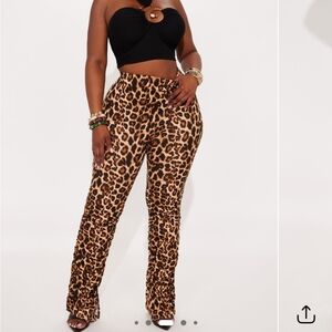 Fashion Nova Leopard Print Stacked Pants